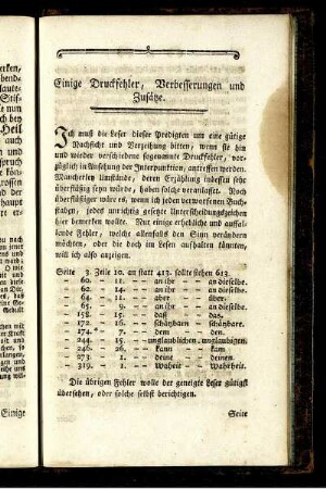 Einige Druckfehler, Verbesserungen und Zusätze.
