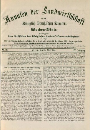 No. 22. Berlin, den 25. Mai 1864. IV. Jahrgang.