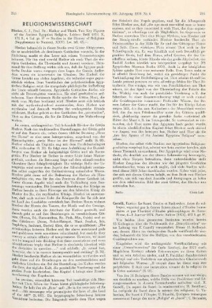 253-254 [Rezension] Bleeker, Claas Jouco, Hathor and thoth