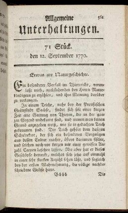 71 Stück. den 12. September 1770.