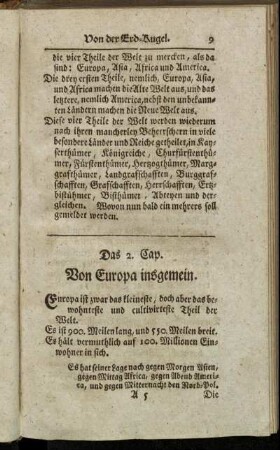 Das 2. Cap. Von Europa insgemein.