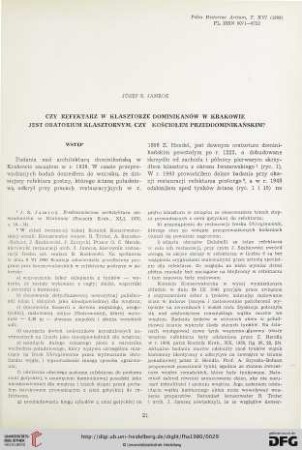 16: Czy refektarz w klasztorze Dominikanów w Krakowie jest oratorium klasztornym, czy kościołem przeddominikańskim?