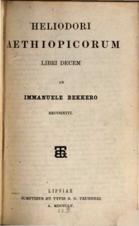 Heliodori Aethiopicorum libri decem