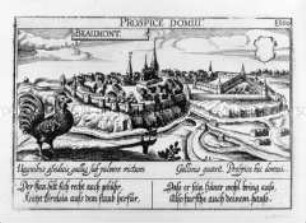 Beaumont, Ansicht mit Szene (aus Fürst, Sciographia Cosmica, Nr. E 100)