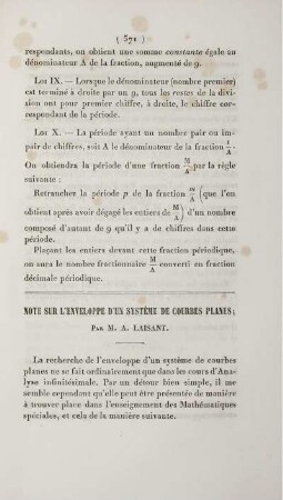 Note sur l'eneveloppe d'un système de courbes planes.