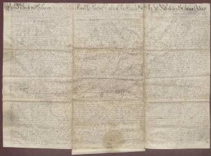 Landgraf Friedrich von Hessen-Darmstadt, Kardinal und Großprior des Johanniterordens in Deutschland, belehnt Georg Pfister mit einem Erblehenhof zu Mengen.