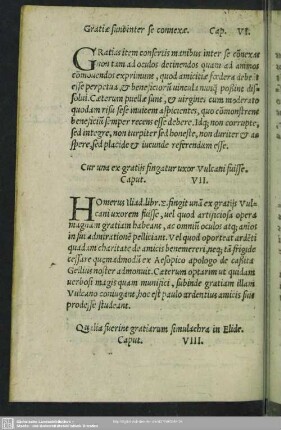 Cur una ex gratiis fingatur uxor Vulcani fuisse. Caput. VII.