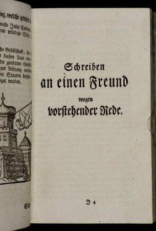 Schreiben an einen Freund wegen vorstehender Rede.