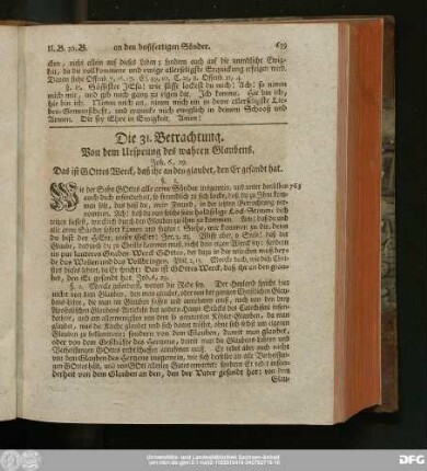 Die 31. Betrachtung. Von dem Ursprung des wahren Glaubens.