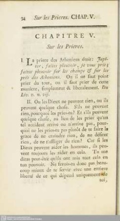 Chapitre V. Sur les Prieres