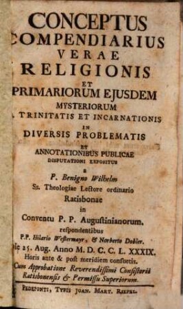 Conceptus compendiarius verae religionis