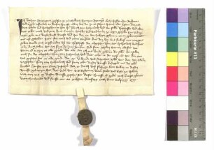 Samstag nach Walpurgi; Kathrin Byringerin, gesessen zu Michelbach begibt sich in die Leibeigenschaft Ulrich's von Hohenlohe; Siegel: Hans von Orn.