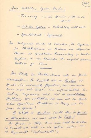 142-145, Zum Verhältnis Synchronie - Diachronie