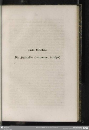 Zweite Abtheilung. Die Futterrübe (betterave, turnips)