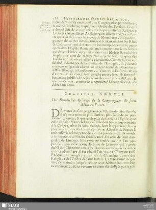 Chapitre XXXVII. Des Benedictins Réformés de la Congregation de saint Maur en France