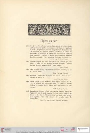 Objets en fer (Nr. 1082 - 1189)