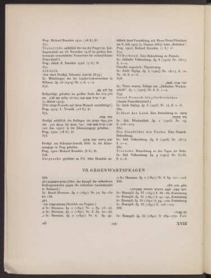 VII. Gegenwartsfragen