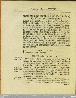Artic. XXXV. Vom heimlichen Kindhaben und Tödten, durch ihre Mütter, gnugsame Anzeigung