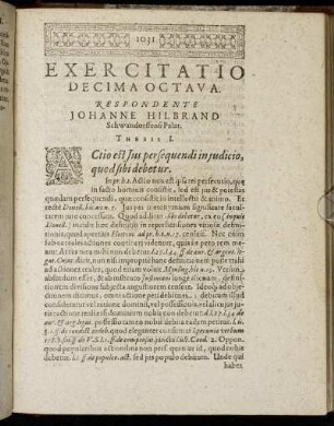 Exercitatio Decima Octava