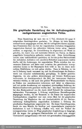 VI. Teil - Die graphische Darstellung des im Aufnahmegebiete nachgewiesenen magnetischen Feldes