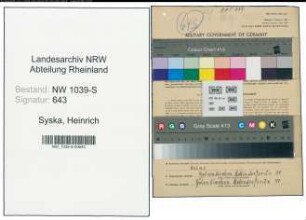 Entnazifizierung Heinrich Syska , geb. 04.03.1903 (Kaufmann)