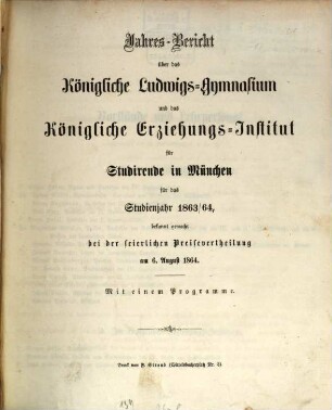 Jahresbericht .... 1863/64