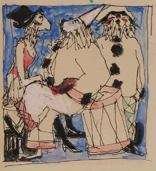 Drei Clowns mit Trommel