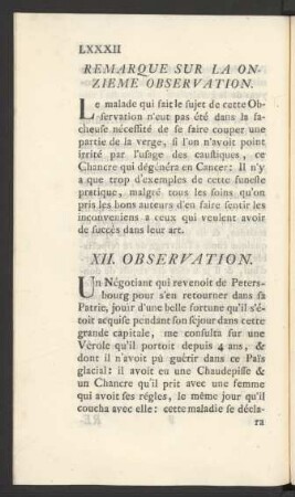 Remarque Sur La Onzieme Observation