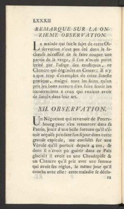 Remarque Sur La Onzieme Observation
