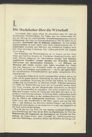 I. Die Machthaber über die Wirtschaft