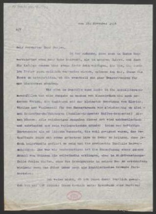 Brief an Bernhard Sekles : 19.11.1914