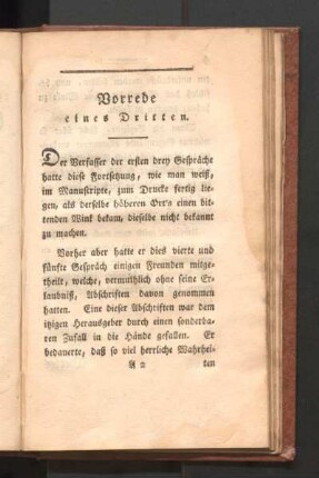 Vorrede eines Dritten.