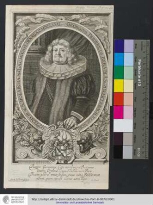 Georgius Fridericus Behaim Â Schwartzbach, Reip. Nor. Septemvir ac Scholarcha. Nat[us] A. C. MDCXVI. Denat[us] A. C. MDCLXXXI. / Jacob[us] Sandrart sculpsit ; C. Arnold