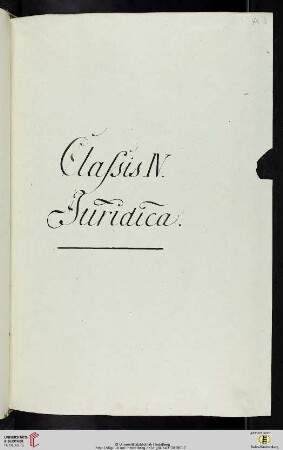 Einleitung der Classis IV: Iuridica