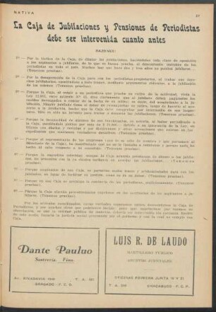 La caja de jubilaciones y pensiones de periodistas debe ser intervenida cuanto antes