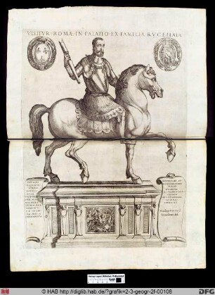 Visitur Romae in Palatio Ex Familia Rucellaia (Reiterstandbild Henri II.).
