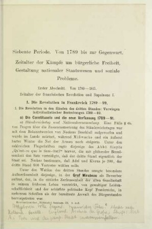 Erster Abschnitt. Von 1789-1815. Zeitalter der französischen Revolution und Napoleons I.