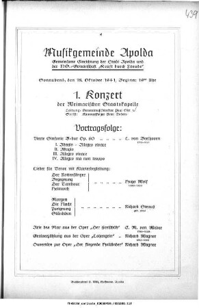 Musikgemeinde Apolda [...] 1. Konzert