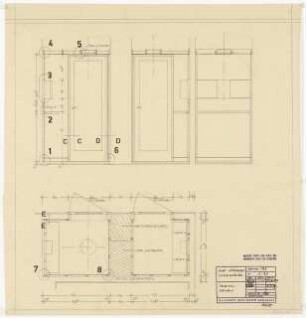 GDF Wüstenrot, Ludwigsburg Innenausbau: Telefonzellen: Ansichten, Grundriss 1:10