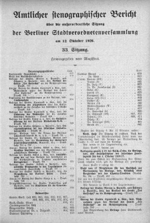 Sitzung 33, 12. Oktober 1926