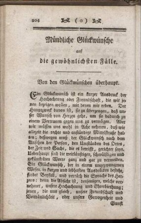 Mündliche Glückwünsche auf die gewöhnlichen Fälle.
