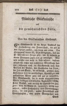 Mündliche Glückwünsche auf die gewöhnlichen Fälle.