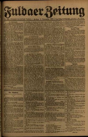 Erste Ausgabe vom Freitag, den 12. Dezember 1919.