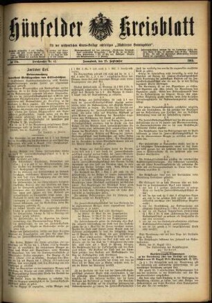 Ausgabe vom Samstag, den 25. September 1915.