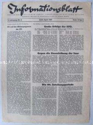 Informationsblatt der KPD Bayern u.a. zu den Landtagswahlen in verschiedenen Ländern der westlichen Besatzungszonen