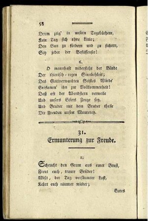 31. Ermunterung zur Freude. - 35. Würde des Ordens.