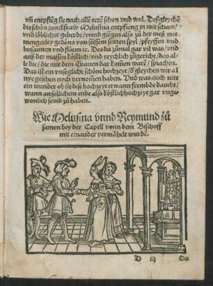 Wie Melusina unnd Reymund zu samen bey der Capell ... vermähelt wurden.