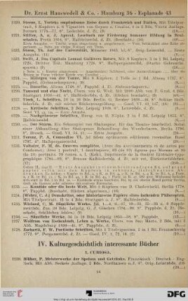 IV. Kulturgeschichtlich interessante Bücher (Nr. 1239-1572)