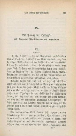 179-195 Das Princip der Sittlichkeit mit besonderer Rücksichtnahme auf Augustinus