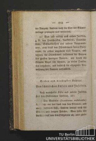 Sieben und dreißigstes Kapitel. Von schädlichen Käfern und Insekten.
